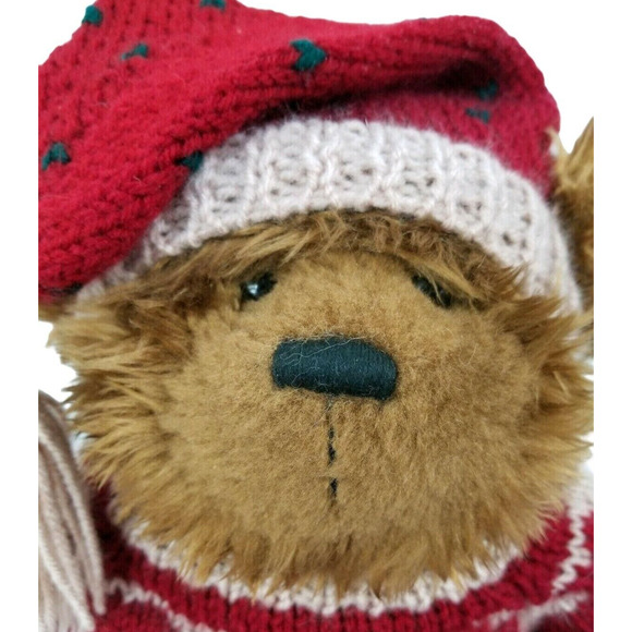 Kurt Adler Teddy Bear Stuffed Animal Plush 20" Christmas Sweater Hat Large Rare - Picture 4 of 8